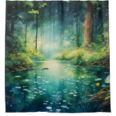 Rideaux De Douche Aquarelle Enchanted Forest Lake (Devant)