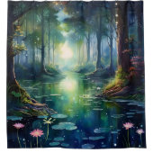 Rideaux De Douche Aquarelle Enchanted Forest Lake (Devant)