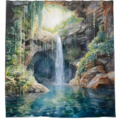 Rideaux De Douche Aquarelle Ethérée Cascade Grotto (Devant)