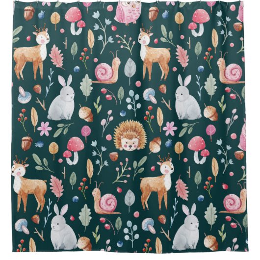 Rideaux De Douche Aquarelle Fairy Forest Motif pour enfants (Devant)