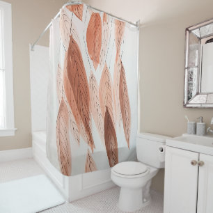 Rideaux De Douche Aquarelle Feuilles Brown Terracotta Beige Blush