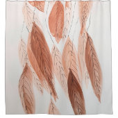 Rideaux De Douche Aquarelle Feuilles Brown Terracotta Beige Blush (Devant)