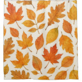 Rideaux De Douche Aquarelle Feuilles d'automne sur la saison blanche (Devant)