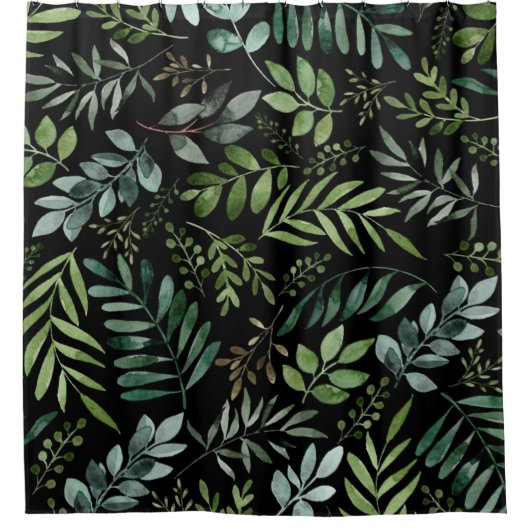 Rideaux De Douche Aquarelle Feuilles de verdure  (Devant)