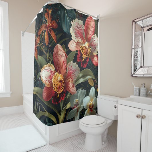 Rideaux De Douche Aquarelle Fiery Orchid Spectrum (En situation)