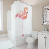 Rideaux De Douche aquarelle Flamant rose (En situation)