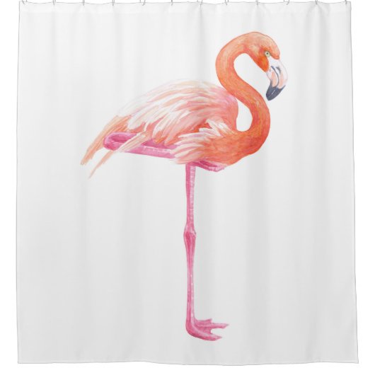 Rideaux De Douche aquarelle Flamant rose (Devant)