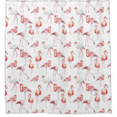Rideaux De Douche Aquarelle Flamant rose rose tropicale (Devant)