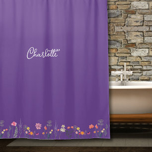 Rideaux De Douche Aquarelle Fleur sauvage lavande