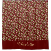 Rideaux De Douche Aquarelle fleurie bordeaux jaune élégant nom (Devant)