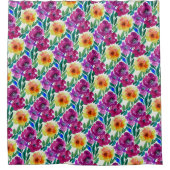 Rideaux De Douche Aquarelle Fleurs Maroon et Jaune (Devant)