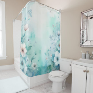 Rideaux De Douche Aquarelle florale aux couleurs pastel douces