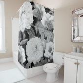 Rideaux De Douche Aquarelle florale Black & White Peonies (En situation)