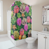Rideaux De Douche Aquarelle florale Cactus Motif sans couture (En situation)