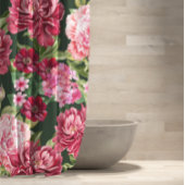 Rideaux De Douche Aquarelle florale noir fleurs rouges