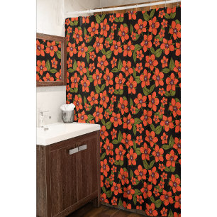 Rideaux De Douche Aquarelle florale rouge