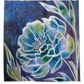 Rideaux De Douche Aquarelle florale Turquoise bleu Dahlia Navy (Devant)