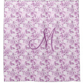 Rideaux De Douche Aquarelle Florale violette initiale Monogramme Élé (Devant)