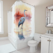 Rideaux De Douche Aquarelle Floride Crane (En situation)