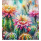 Rideaux De Douche Aquarelle Flower Cactus Succulents (Devant)