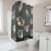 Rideaux De Douche Aquarelle Forêt Animaux : Mignonne sans joint (En situation)