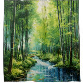 Rideaux De Douche Aquarelle Forêt japonaise de bambou (Devant)