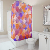 Rideaux De Douche Aquarelle géométrique, écailles de poissons arabes (En situation)