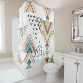 Rideaux De Douche Aquarelle Géométrique Sans joint : Style Tribal. (En situation)