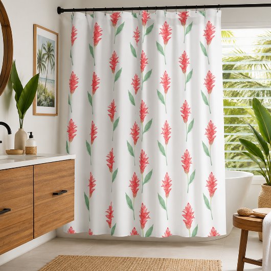 Rideaux De Douche Aquarelle gingembre rouge moderne