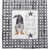 Rideaux De Douche Aquarelle Gnome d'hiver sur Buffalo chèque Noël (Devant)