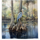 Rideaux De Douche Aquarelle Grand Héron Bleu (Devant)