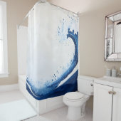 Rideaux De Douche Aquarelle Great Wave Style japonais (En situation)
