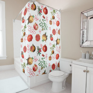 Rideaux De Douche Aquarelle grenade Motif de fruits méditerranéen