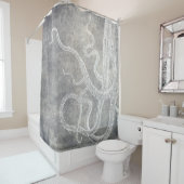 Rideaux De Douche Aquarelle gris d'octopus Vintage (En situation)