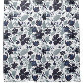 Rideaux De Douche Aquarelle gris marine Clematis motif floral (Devant)