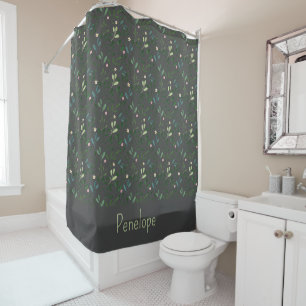 Rideaux De Douche Aquarelle grise rose et blanc