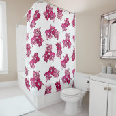 Rideaux De Douche Aquarelle Hibiscus Hawaiian Tropical (En situation)