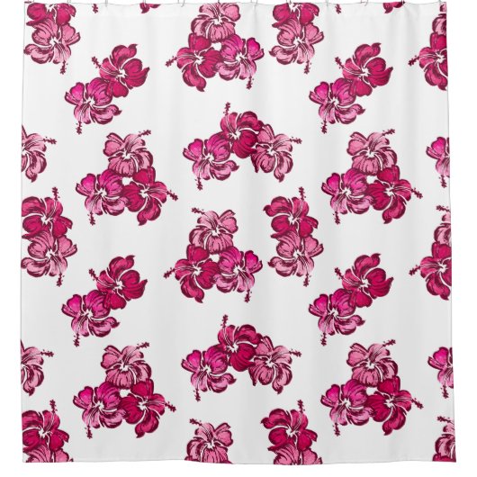 Rideaux De Douche Aquarelle Hibiscus Hawaiian Tropical (Devant)