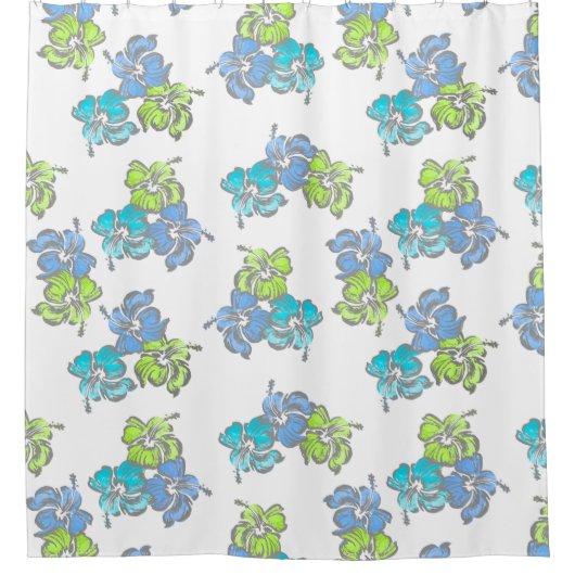 Rideaux De Douche Aquarelle Hibiscus Hawaiian Tropical (Devant)