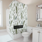 Rideaux De Douche Aquarelle Hiver Vert Motif sans couture (En situation)