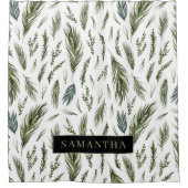 Rideaux De Douche Aquarelle Hiver Vert Motif sans couture (Devant)