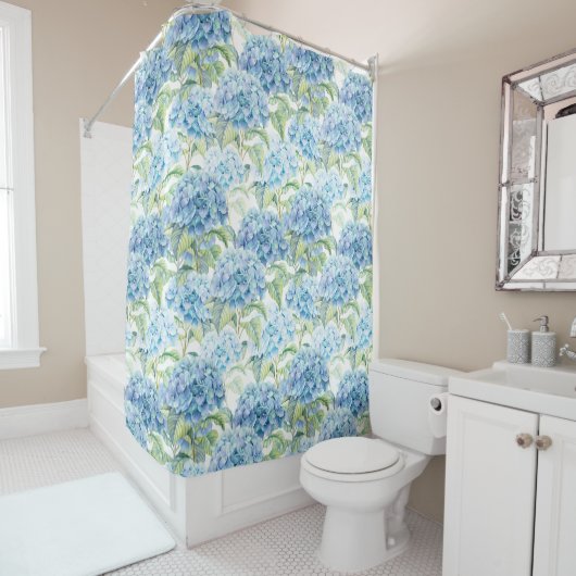 Rideaux De Douche Aquarelle Hydrangea Fleurs (En situation)