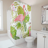 Rideaux De Douche Aquarelle illustration de flamant rose bi (En situation)