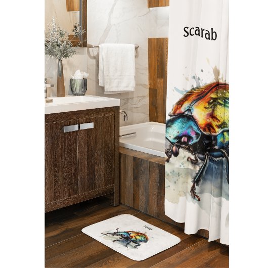 Rideaux De Douche Aquarelle Iridescente Beetle, personnalisé