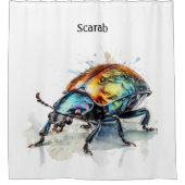 Rideaux De Douche Aquarelle Iridescente Beetle, personnalisé (Devant)