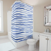 Rideaux De Douche Aquarelle irrégulière lignes simples - bleu (En situation)