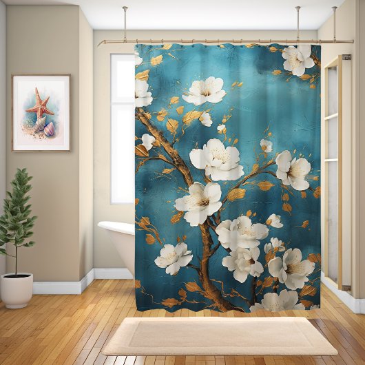Rideaux De Douche Aquarelle japonaise en fleurs de cerisier