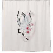 Rideaux De Douche Aquarelle Japonaise Sakura Blossom Love Crane (Devant)