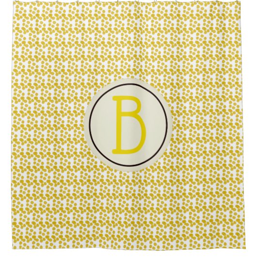 Rideaux De Douche Aquarelle Jaune Spots Personnalisés Monogramme (Devant)