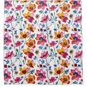Rideaux De Douche Aquarelle Joli rose et jaune Floral (Devant)
